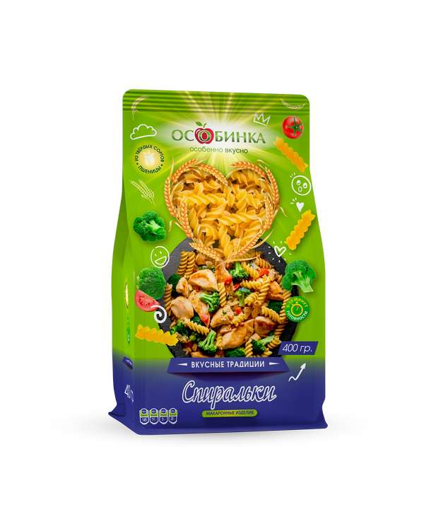 Упаковка Макаронные изделия спиральки_2 - аренда торгового знака Особинка